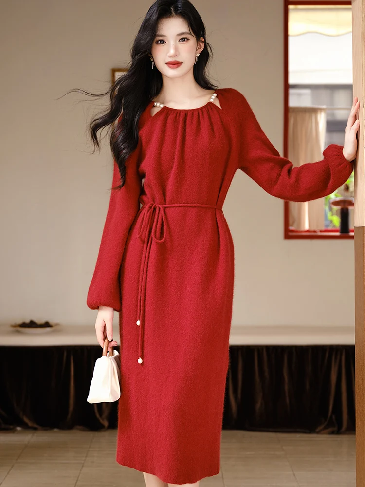 2025 красное вязаное шикарное ажурное платье с бисером, женское элегантное бандажное платье-свитер, осень-зима, корейское облегающее вечернее платье
2025 красное вязаное шикарное ажурное платье с бисером, женское элегантное бандажное платье-свитер, осень-зима, корейское облегающее вечернее платье