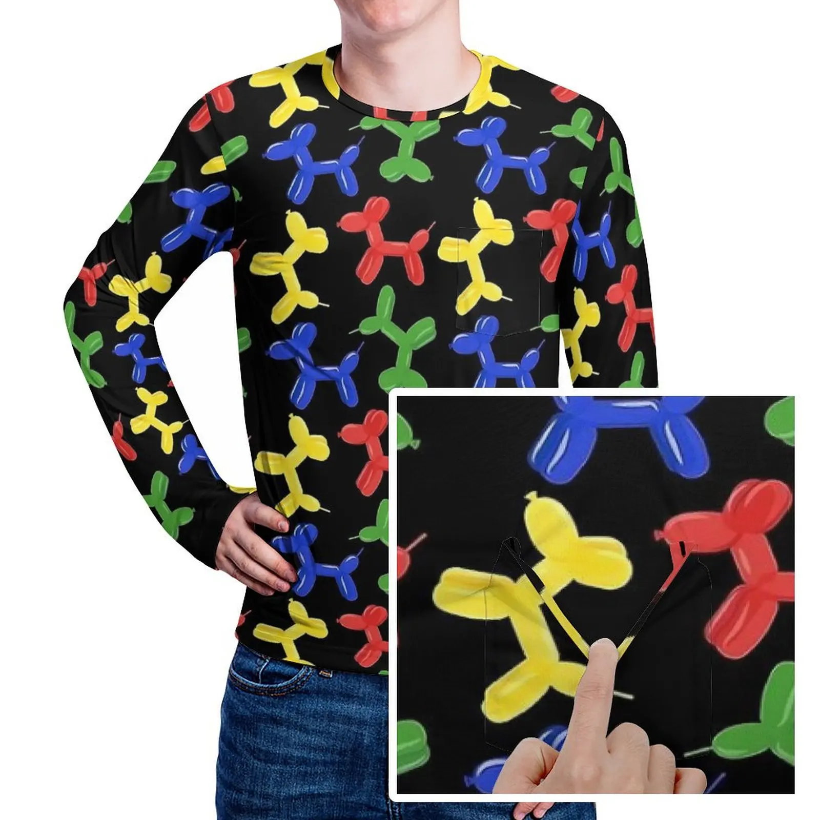 Colorful Balloon Dogs T Shirt With Pocket Popular T Shirts Male Fun Tshirt Long Sleeve Graphic Tees Plus Size 4XL 5XL
Colorful Balloon Dogs T Shirt With Pocket Popular T Shirts Male Fun Tshirt Long Sleeve Graphic Tees Plus Size 4XL 5XL