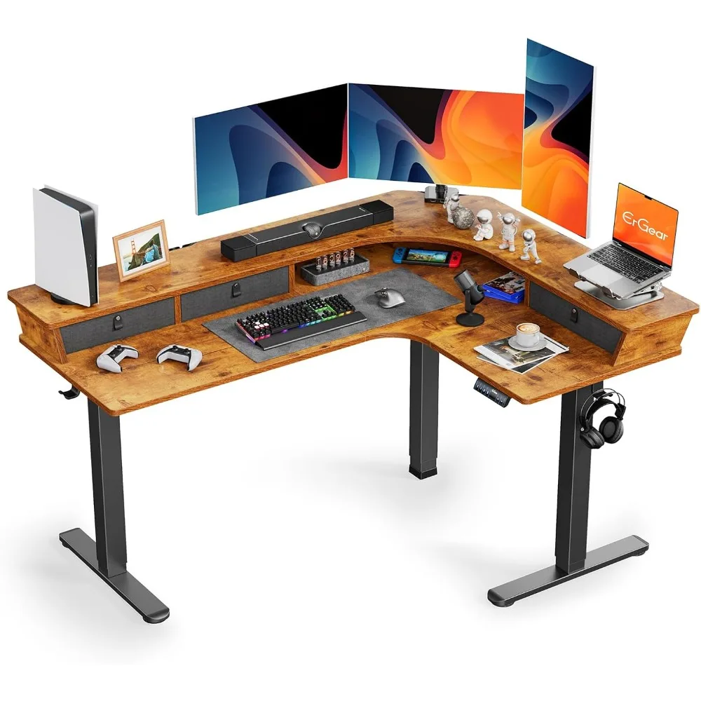 Height-Adjustable Electric L-Shaped Desk with 65" Corner Stand-Up Workstation, Featuring 3 Storage Drawers and 2 Cable Managemen
Height-Adjustable Electric L-Shaped Desk with 65" Corner Stand-Up Workstation, Featuring 3 Storage Drawers and 2 Cable Managemen