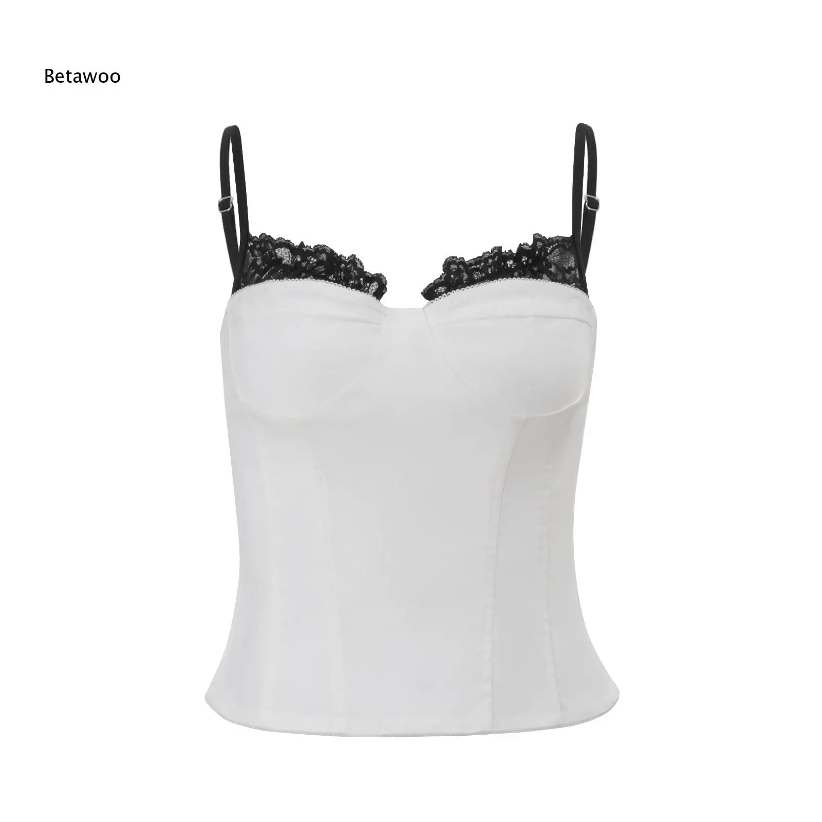 Vintage Bustier Style Cami Top Black Ruffle Lace Trim Vertical Dart Seam Adjustable Spaghetti Strap
Vintage Bustier Style Cami Top Black Ruffle Lace Trim Vertical Dart Seam Adjustable Spaghetti Strap