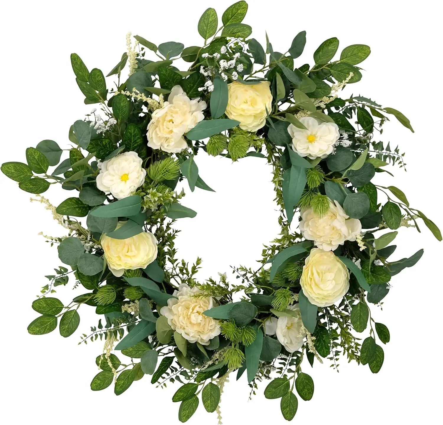 30" Artificial Eucalyptus Floral Spring Door Wreath, Green/Ivory
30" Artificial Eucalyptus Floral Spring Door Wreath, Green/Ivory