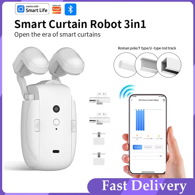 Bluetooth Smart Tuya Curtain Motor Opener Motorized Curtain System Automatic Electric Curtain Track For Roman Rod/T/U Track 3in1
Bluetooth Smart Tuya Curtain Motor Opener Motorized Curtain System Automatic Electric Curtain Track For Roman Rod/T/U Track 3in1