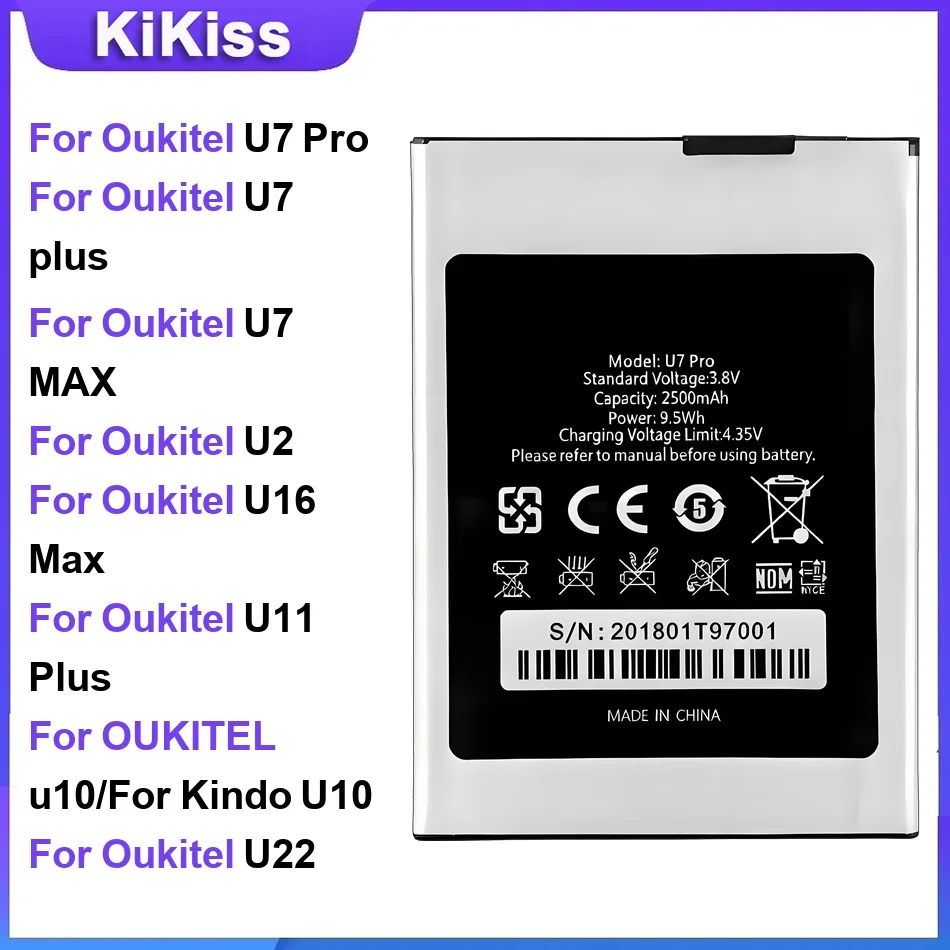 Battery For Oukitel U7 Pro/plus/MAX U2 U16 Max U11 Plus u10/For Kindo U10 U22 U20 Plus U15 pro
Battery For Oukitel U7 Pro/plus/MAX U2 U16 Max U11 Plus u10/For Kindo U10 U22 U20 Plus U15 pro