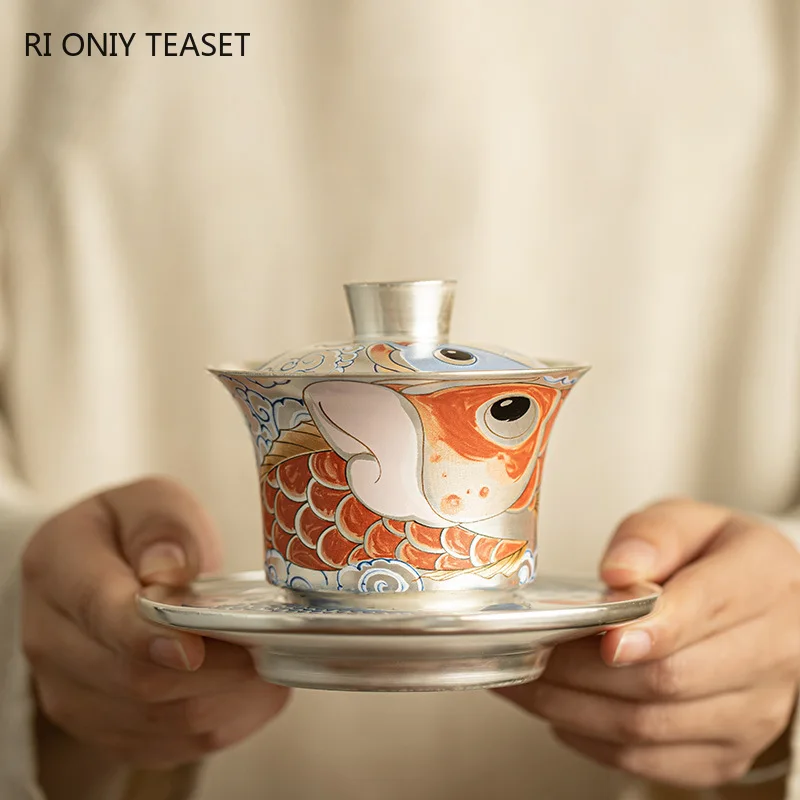 140ml Chinese Ceramic Gaiwan Handmade Dragon Fish Tea Tureen Teacup Household Tea Bowl Travel Portable High Grade Teaware
140ml Chinese Ceramic Gaiwan Handmade Dragon Fish Tea Tureen Teacup Household Tea Bowl Travel Portable High Grade Teaware