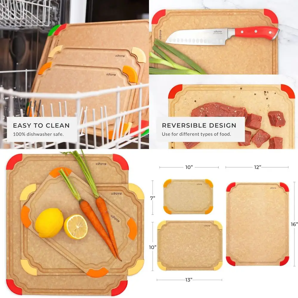 Экологически чистый набор разделочных досок из 3 предметов: нескользящая, с цветовой кодировкой, можно мыть в посудомоечной машине, сделано в США.
Экологически чистый набор разделочных досок из 3 предметов: нескользящая, с цветовой кодировкой, можно мыть в посудомоечной машине, сделано в США.