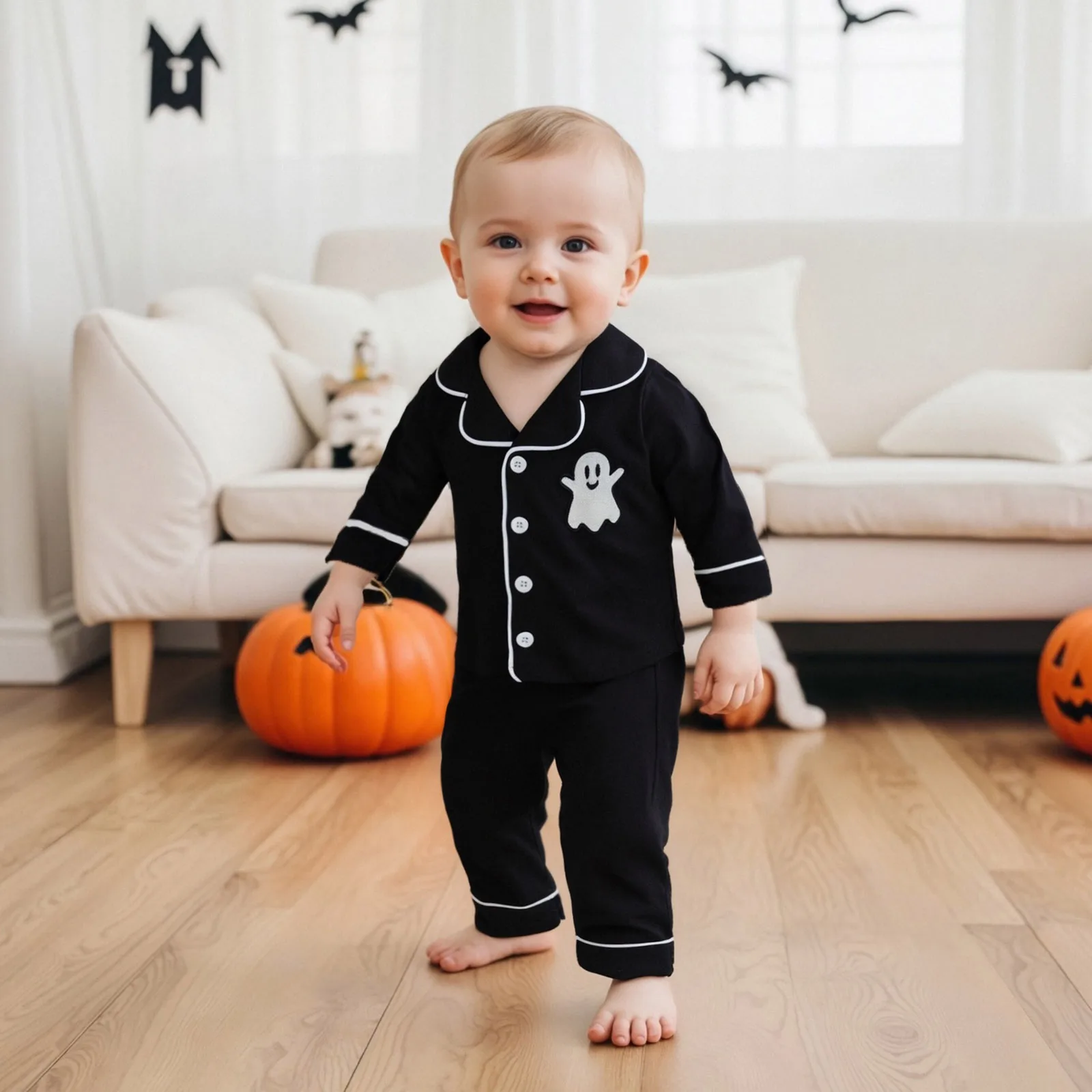 Kids Boys Halloween Pajamas Suits Long Sleeve Ghost Embroidery Shirt and Pants Set Fall Kid Loungewear 2Pcs Outfits
Kids Boys Halloween Pajamas Suits Long Sleeve Ghost Embroidery Shirt and Pants Set Fall Kid Loungewear 2Pcs Outfits