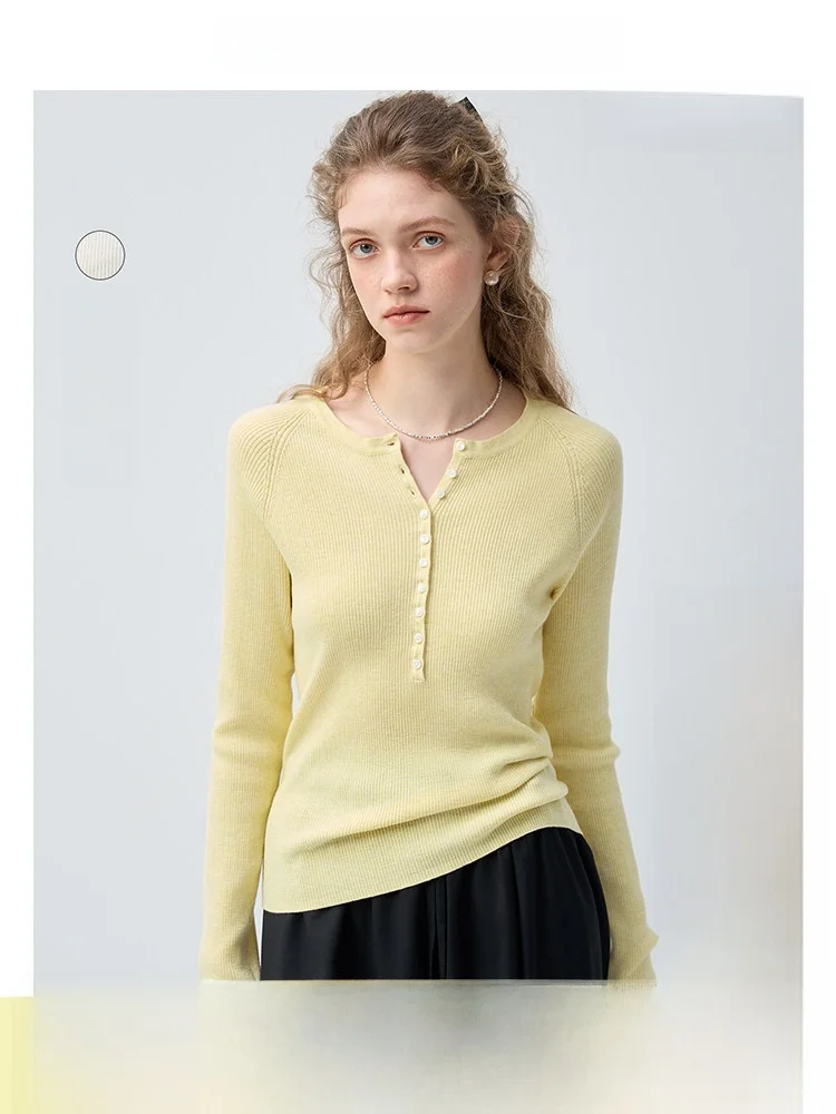 VEGA CHANG Women's Wool Base Shirt Korean Style Knitted Top Spring 2026 Commute Simple Slim Fit Long Sleeve round Neck
VEGA CHANG Women's Wool Base Shirt Korean Style Knitted Top Spring 2026 Commute Simple Slim Fit Long Sleeve round Neck