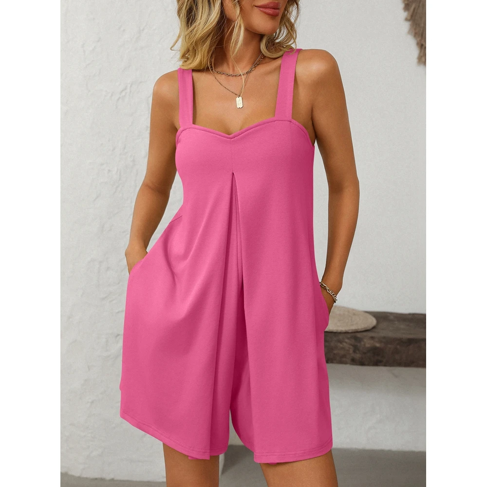 Women's Wide Strap Strapless Open Back Jumpsuit Loose Fit Solid Color Short Romper Casual Chic Summer Beach Outfit 2025 Hot Sa
Women's Wide Strap Strapless Open Back Jumpsuit Loose Fit Solid Color Short Romper Casual Chic Summer Beach Outfit 2025 Hot Sa