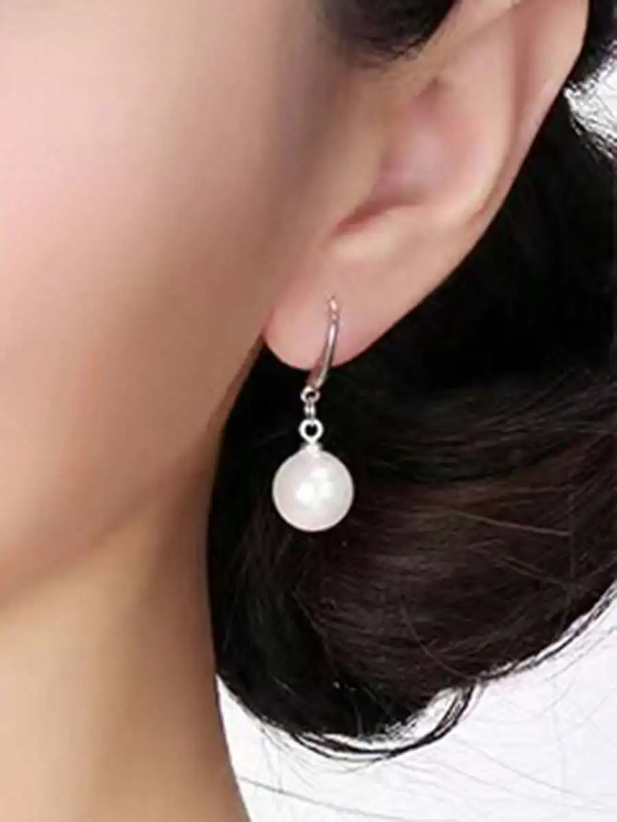 10mm White Freshwater Pearl Hanging Earrings In 925 Silver With Ear Wire Hooks For Ladies
10mm White Freshwater Pearl Hanging Earrings In 925 Silver With Ear Wire Hooks For Ladies