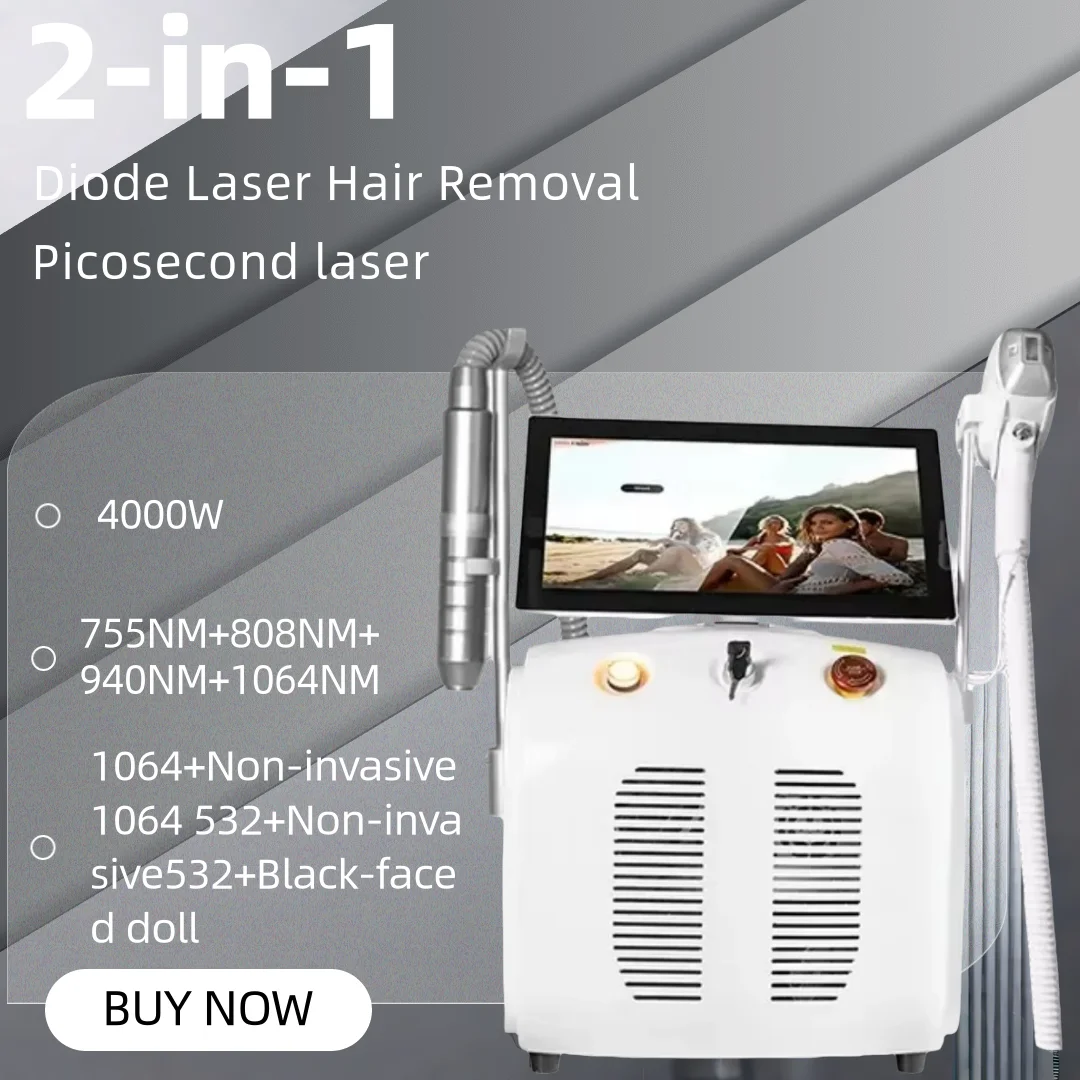 Professional 2 in 1 4000w ice platinum diode 755 808 940 1064nm 4 wavelength laser ND:YAG machine painless hair removal machine
Professional 2 in 1 4000w ice platinum diode 755 808 940 1064nm 4 wavelength laser ND:YAG machine painless hair removal machine