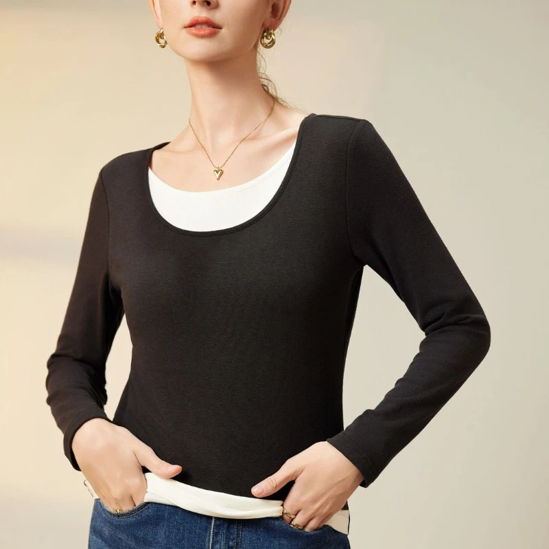 Women's Layered Look Long Sleeve Top – Trendy Scoop Neck Slim Fit Casual Shirt for Office or Daily Wear 
Women's Layered Look Long Sleeve Top – Trendy Scoop Neck Slim Fit Casual Shirt for Office or Daily Wear
