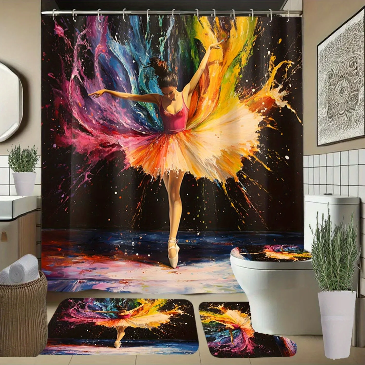 4pcs Ballerina, Color, Skirt Pattern Shower Curtain with Hooks, Bathroom Partition Curtain, Bathroom Accessories, Home
4pcs Ballerina, Color, Skirt Pattern Shower Curtain with Hooks, Bathroom Partition Curtain, Bathroom Accessories, Home
