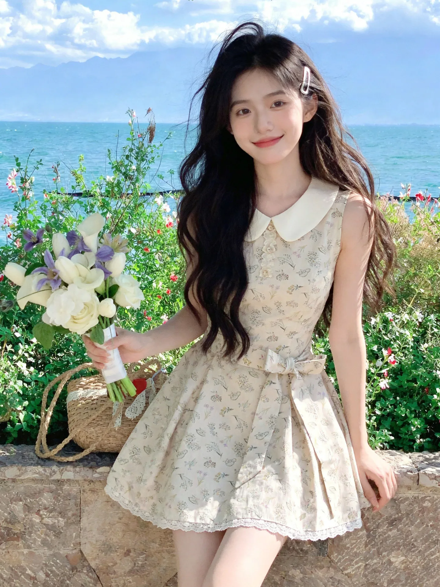 Floral Print Cotton Sleeveless Dress Vintage Beautiful Girl Summer A-Line Skirt Style French Style Knot Waist Design Casual Wear
Floral Print Cotton Sleeveless Dress Vintage Beautiful Girl Summer A-Line Skirt Style French Style Knot Waist Design Casual Wear