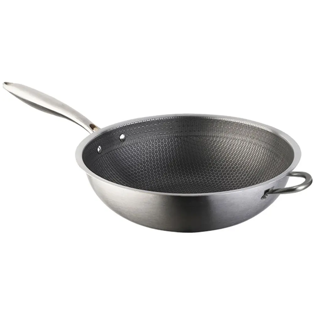 Chinese Wok Pan Stainless Steel Honeycomb Surface Frying Cookware for Gas Induction Electric Stoves Kitchen Utensil
Chinese Wok Pan Stainless Steel Honeycomb Surface Frying Cookware for Gas Induction Electric Stoves Kitchen Utensil