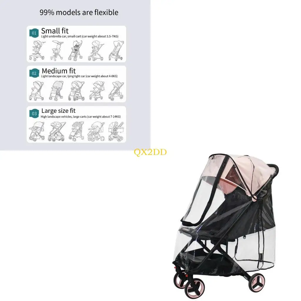 QX2D Protective Baby Strollers Rain Canopy EVA Clear Black Protector Double Zippers Closure for Unobstructed View
QX2D Protective Baby Strollers Rain Canopy EVA Clear Black Protector Double Zippers Closure for Unobstructed View