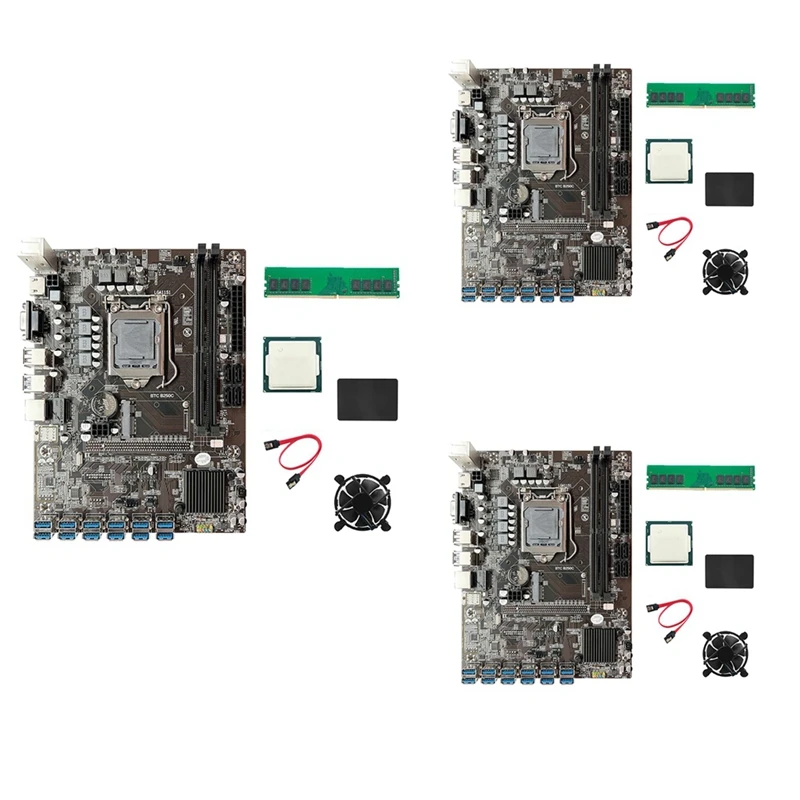3X B250C BTC Miner Motherboard+G3930 CPU+DDR4 4GB 2666Mhz RAM+128G SSD+Fan+SATA Cable 12XPCIE To USB3.0
3X B250C BTC Miner Motherboard+G3930 CPU+DDR4 4GB 2666Mhz RAM+128G SSD+Fan+SATA Cable 12XPCIE To USB3.0