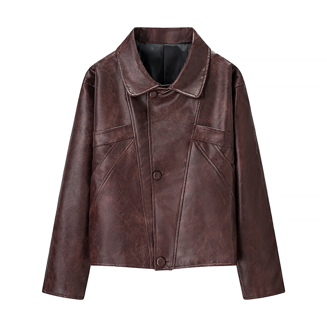 Women's Retro Brown Leather Jacket Loose Fit Single-Breasted Lapel Casual Street Style Three-Button Fall 2025
Women's Retro Brown Leather Jacket Loose Fit Single-Breasted Lapel Casual Street Style Three-Button Fall 2025