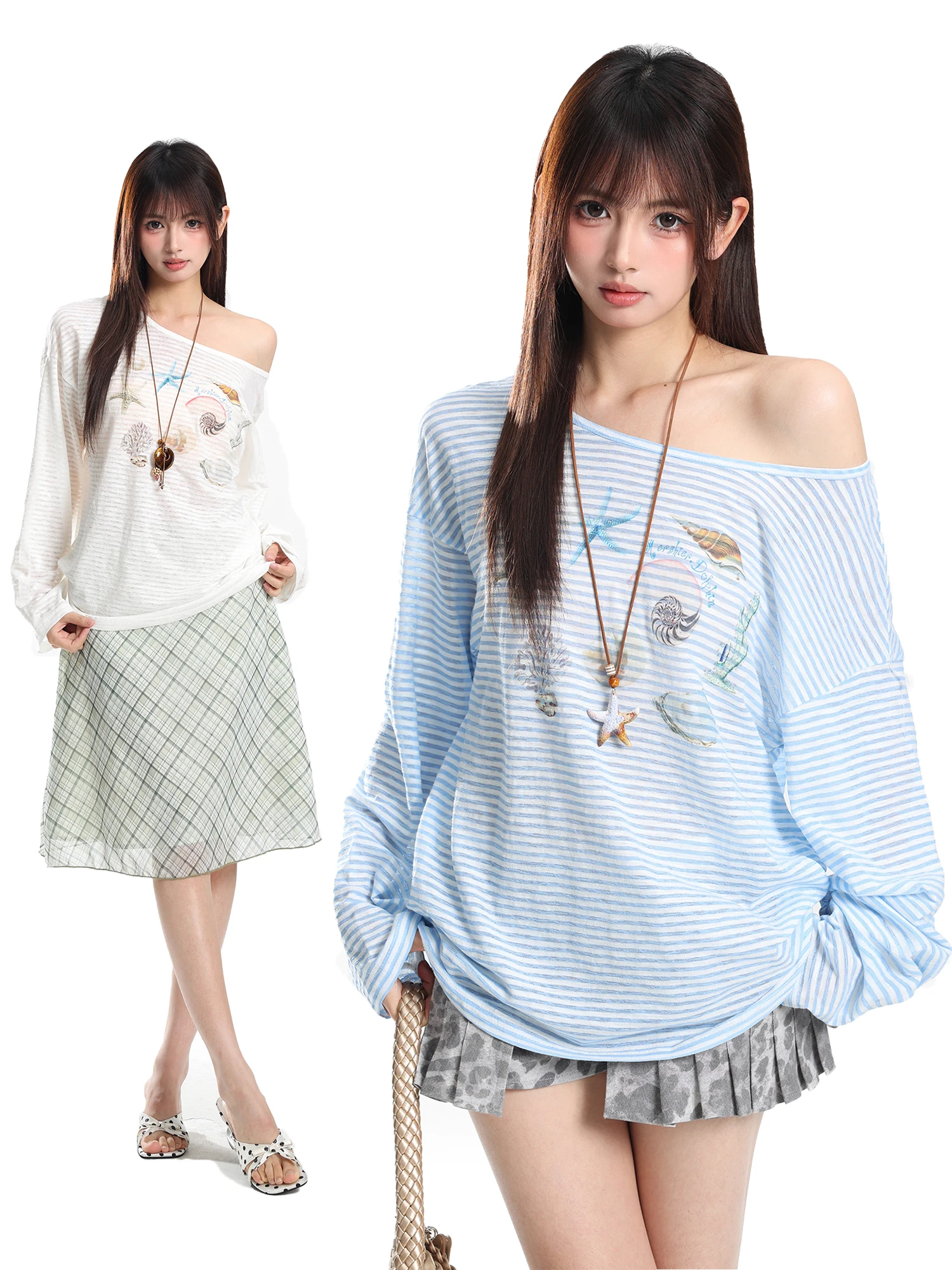American Stripe Shoulder T-Shirt Cover up Women Summer Fun Thin Shoulder Exposure Air Conditioner Shirt Top Casual Loose Fit
American Stripe Shoulder T-Shirt Cover up Women Summer Fun Thin Shoulder Exposure Air Conditioner Shirt Top Casual Loose Fit