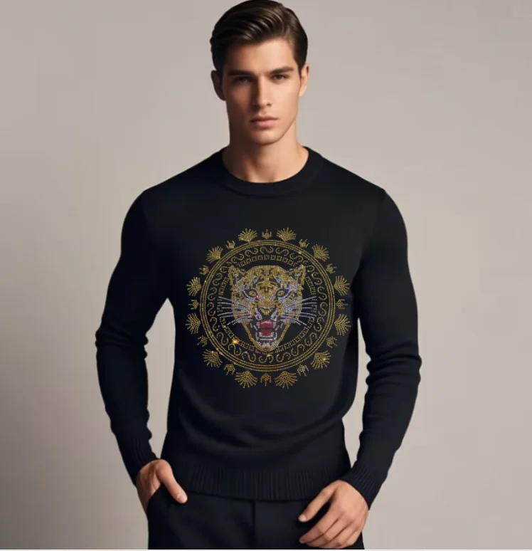 Дизайнерский бренд Rhinestone New Clothes Мужской пуловер Уличные пуловеры свитера
Дизайнерский бренд Rhinestone New Clothes Мужской пуловер Уличные пуловеры свитера