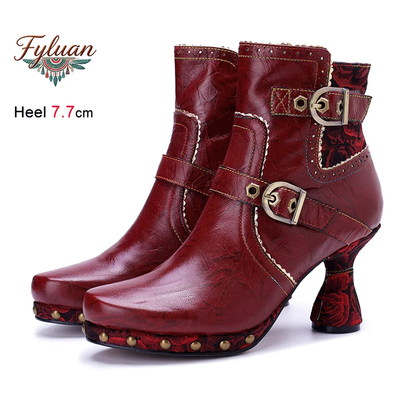 2026 New Women Buckle Strap Short Boots 7.7CM Thick Heel Side Zipper Red Handmade shoes Rivet Thick Platform Sheepskin Booties
2026 New Women Buckle Strap Short Boots 7.7CM Thick Heel Side Zipper Red Handmade shoes Rivet Thick Platform Sheepskin Booties