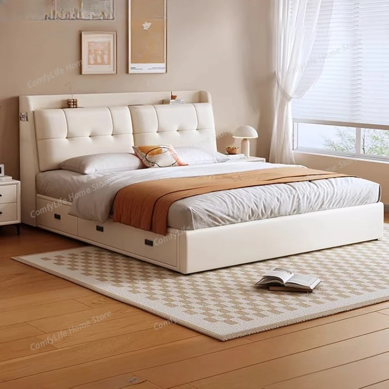 Simple European Bed Modern Headboards Children Luxury Double Bed Multifunctional Sleeping Letto Matrimoniale Unique Furniture
Simple European Bed Modern Headboards Children Luxury Double Bed Multifunctional Sleeping Letto Matrimoniale Unique Furniture