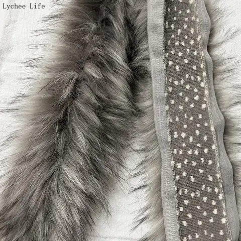 1M imitación mapache pelo de perro lana Top encaje DIY Cuello de piel encaje Otoño Invierno accesorios de ropa para bufanda sombrero abrigo