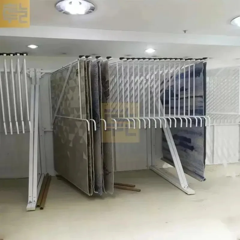 Free Standing Metal 20-Arm Double-Sided Carpet Display Rack MDF Material for Store Hanging Large Area Rugs Blankets
Free Standing Metal 20-Arm Double-Sided Carpet Display Rack MDF Material for Store Hanging Large Area Rugs Blankets