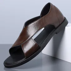 Men's Leather Slide Sandals, Closed Heel Cross Strap Roman Sandals, Non-Slip Flat Casual Sandals for Summer, Beach, Driving
Men's Leather Slide Sandals, Closed Heel Cross Strap Roman Sandals, Non-Slip Flat Casual Sandals for Summer, Beach, Driving