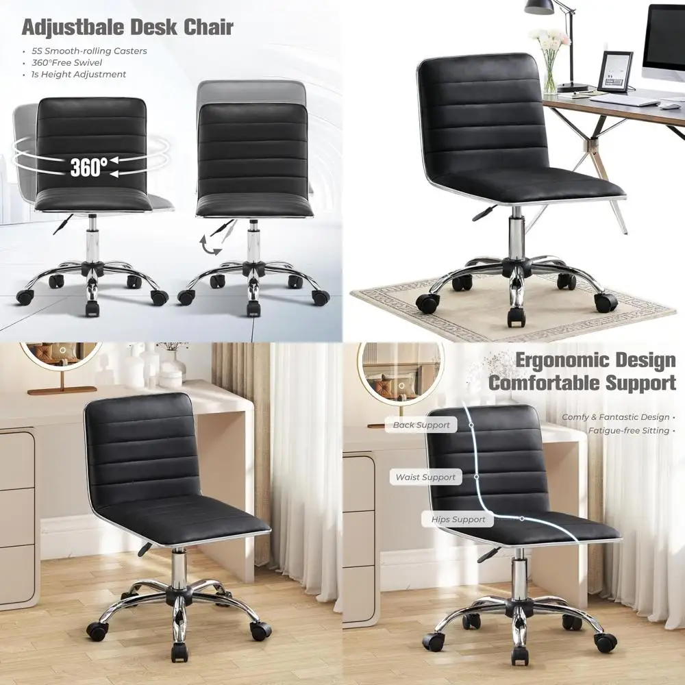 Вращающееся кресло со средней спинкой из искусственной кожи, регулируемое по высоте, для небольших помещений, идеально подходит для подростков и взрослых, черное
Вращающееся кресло со средней спинкой из искусственной кожи, регулируемое по высоте, для небольших помещений, идеально подходит для подростков и взрослых, черное