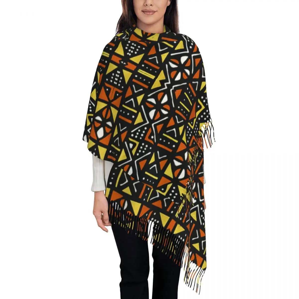 Custom Lady Long Bogolan Mudcloth African Pattern Scarves Women Thick Warm Tassel Shawl Wrap Africa Ethnic Tribal Art Scarf
Custom Lady Long Bogolan Mudcloth African Pattern Scarves Women Thick Warm Tassel Shawl Wrap Africa Ethnic Tribal Art Scarf