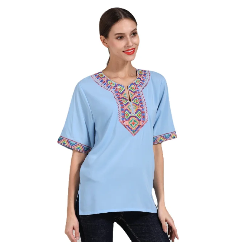 Summer Xinjiang Clothes Ethnic Style Embroidered Shirt for Men Women Blouse Chinese Top Chiffon T-shirts Tshirt Tees
Summer Xinjiang Clothes Ethnic Style Embroidered Shirt for Men Women Blouse Chinese Top Chiffon T-shirts Tshirt Tees