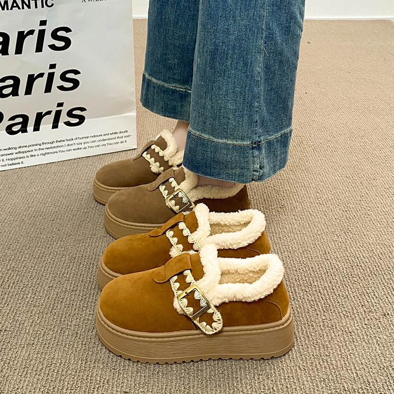 Winter New Muffin Warm Thick Sole Height-increasing Plush Women's Retro One-pedal Lofu Casual Comfortable Cotton Shoes 2025
Winter New Muffin Warm Thick Sole Height-increasing Plush Women's Retro One-pedal Lofu Casual Comfortable Cotton Shoes 2025