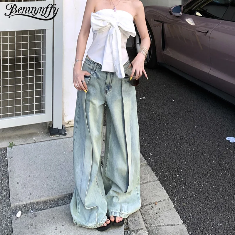 Benuynffy Women's Heavy Industry Design Washed Jeans 2025 Korean Fashion Vintage Streetwear Oversize Wide Leg Denim Trousers
Benuynffy Women's Heavy Industry Design Washed Jeans 2025 Korean Fashion Vintage Streetwear Oversize Wide Leg Denim Trousers