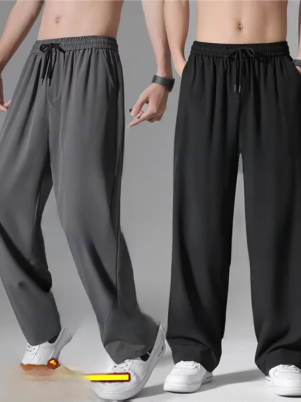 Мужские летние повседневные брюки из ледяного шелка: быстросохнущие, свободные, тонкие, прямого кроя, с охлаждающим эффектом, модные спортивные штаны
Мужские летние повседневные брюки из ледяного шелка: быстросохнущие, свободные, тонкие, прямого кроя, с охлаждающим эффектом, модные спортивные штаны