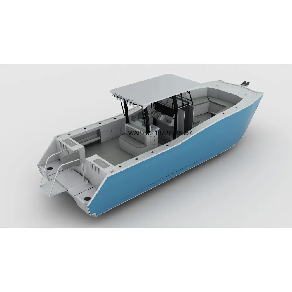 26' Catamaran Center Console Fishing Boat 7.9 meters Hull Length Fishing Sport Leisure Boat with Cabin with Sofa and Table
26' Catamaran Center Console Fishing Boat 7.9 meters Hull Length Fishing Sport Leisure Boat with Cabin with Sofa and Table