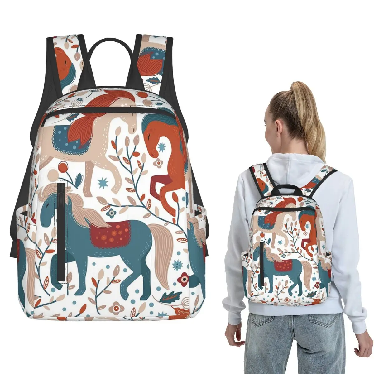 Colorful Horse Cartoon And Flower Backpack Large Capacity Children BookBag School Bag Shoulder Bags for Men Women
Colorful Horse Cartoon And Flower Backpack Large Capacity Children BookBag School Bag Shoulder Bags for Men Women