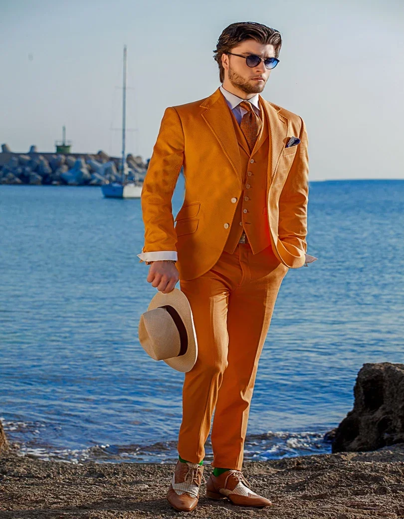 High Quality Custom Orange Men Suit Elegant Blazer Sets Slim Fit 3 Piece Tuxedo Prom Party Stylish Suits for Men Costume Homme
High Quality Custom Orange Men Suit Elegant Blazer Sets Slim Fit 3 Piece Tuxedo Prom Party Stylish Suits for Men Costume Homme