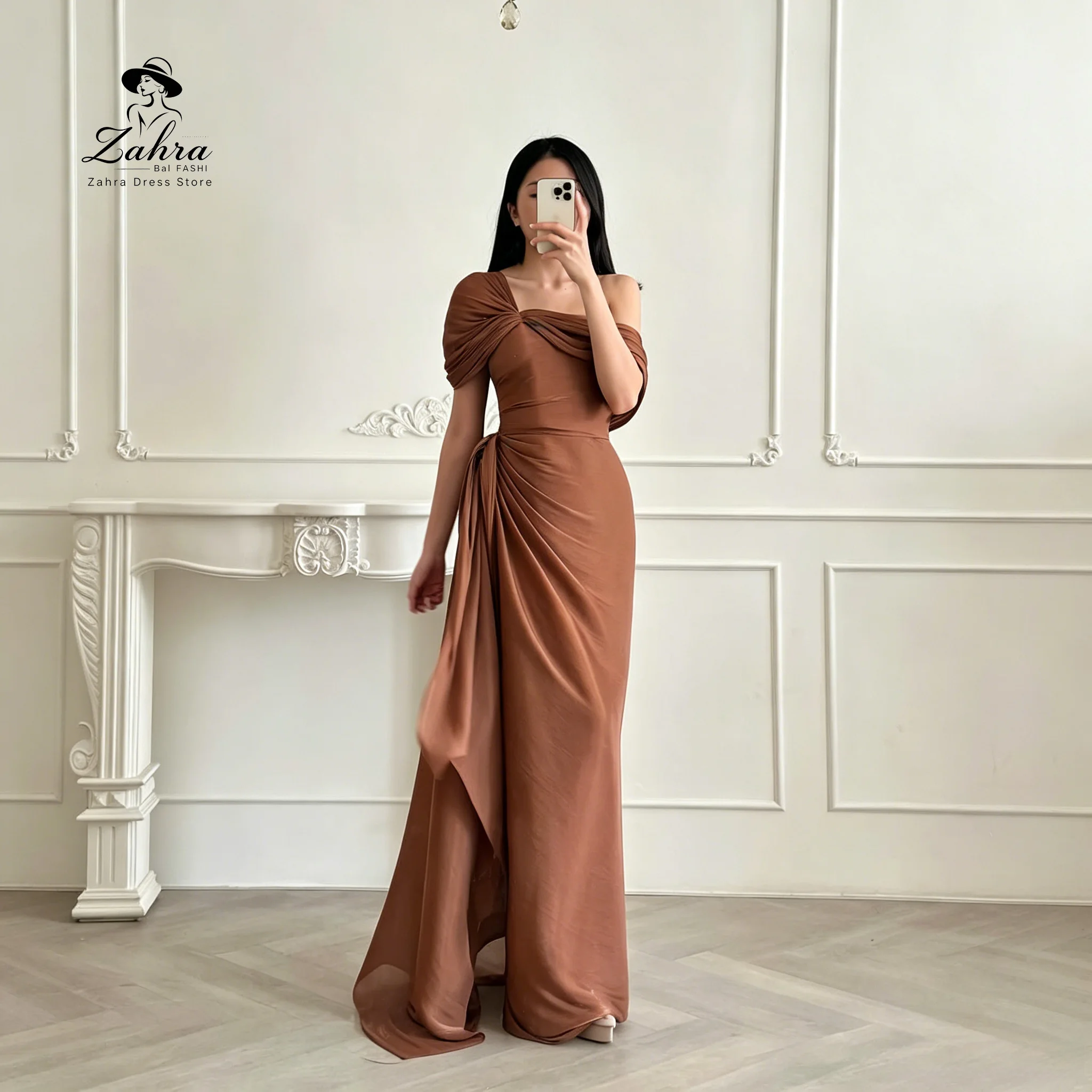 Women Caramel Rust Brown Evening Gown Off Shoulder Twist Ruched Waist Irregular Draped Maxi Wedding Guest Bridesmaid Dress
Women Caramel Rust Brown Evening Gown Off Shoulder Twist Ruched Waist Irregular Draped Maxi Wedding Guest Bridesmaid Dress