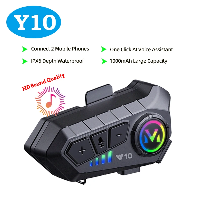 Y10 Motorcycle Helmet Bluetooth Headset Connect 2 Phones At The same time IPX6 Waterproof The Large Batterylasts 48 Hours
Y10 Motorcycle Helmet Bluetooth Headset Connect 2 Phones At The same time IPX6 Waterproof The Large Batterylasts 48 Hours