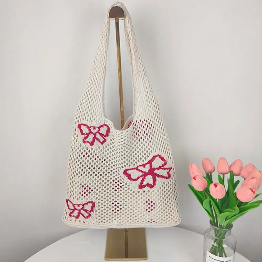 Trendy Sweet Knitted Shoulder Bag Hollowed Out Large Capacity Crochet Tote Bag Handbag Bowknot Pattern Beach Bag Beach
Trendy Sweet Knitted Shoulder Bag Hollowed Out Large Capacity Crochet Tote Bag Handbag Bowknot Pattern Beach Bag Beach
