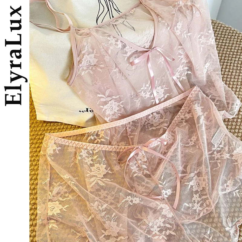 ElyraLux Women's Pajama Sexy Lingerie Sleeveless Strap Short Pants Set Summer Lady Sling Homewear Lace Transparent Hollow Adult
ElyraLux Women's Pajama Sexy Lingerie Sleeveless Strap Short Pants Set Summer Lady Sling Homewear Lace Transparent Hollow Adult