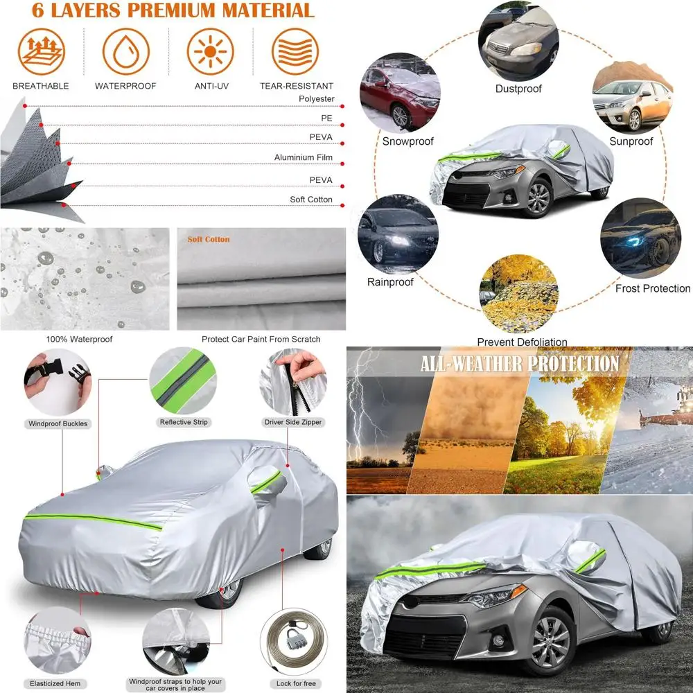 Custom-Fit 2004-2025 Toyota Corolla Sedan Car Cover, 6-Layer Weatherproof Protection with Zippered Door and Wind Bands
Custom-Fit 2004-2025 Toyota Corolla Sedan Car Cover, 6-Layer Weatherproof Protection with Zippered Door and Wind Bands