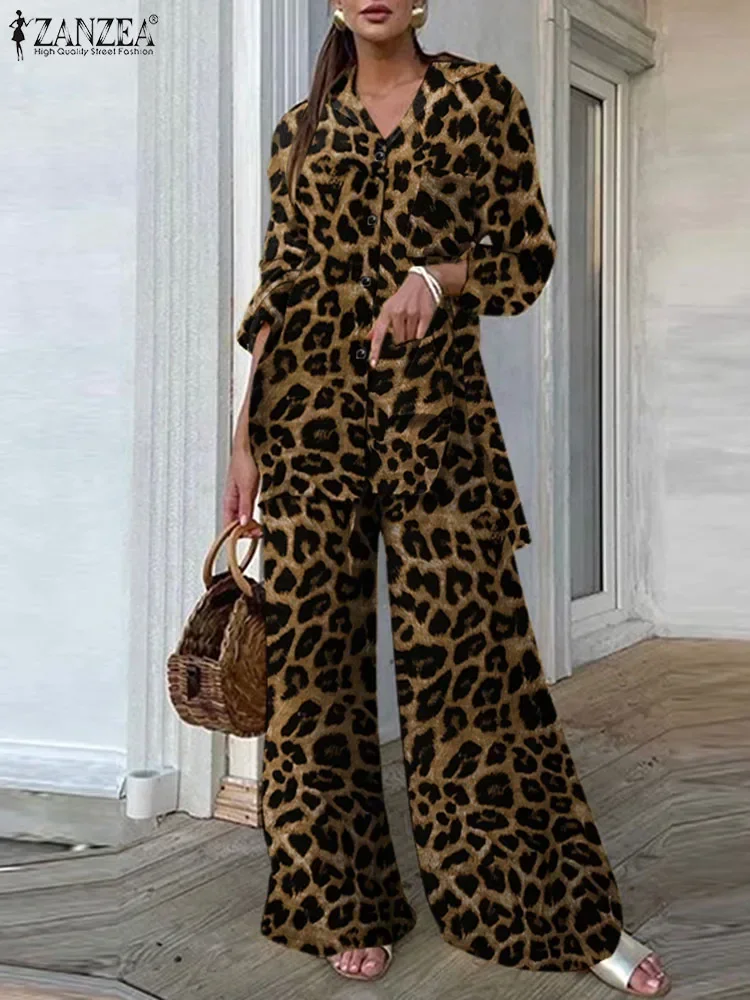 ZANZEA Vintage Women 2PCS Pant Sets 2025 Fashion Leopard Printed Casual Loose Tops Pants Outfits Wide Leg Pant Sets Oversized
ZANZEA Vintage Women 2PCS Pant Sets 2025 Fashion Leopard Printed Casual Loose Tops Pants Outfits Wide Leg Pant Sets Oversized
