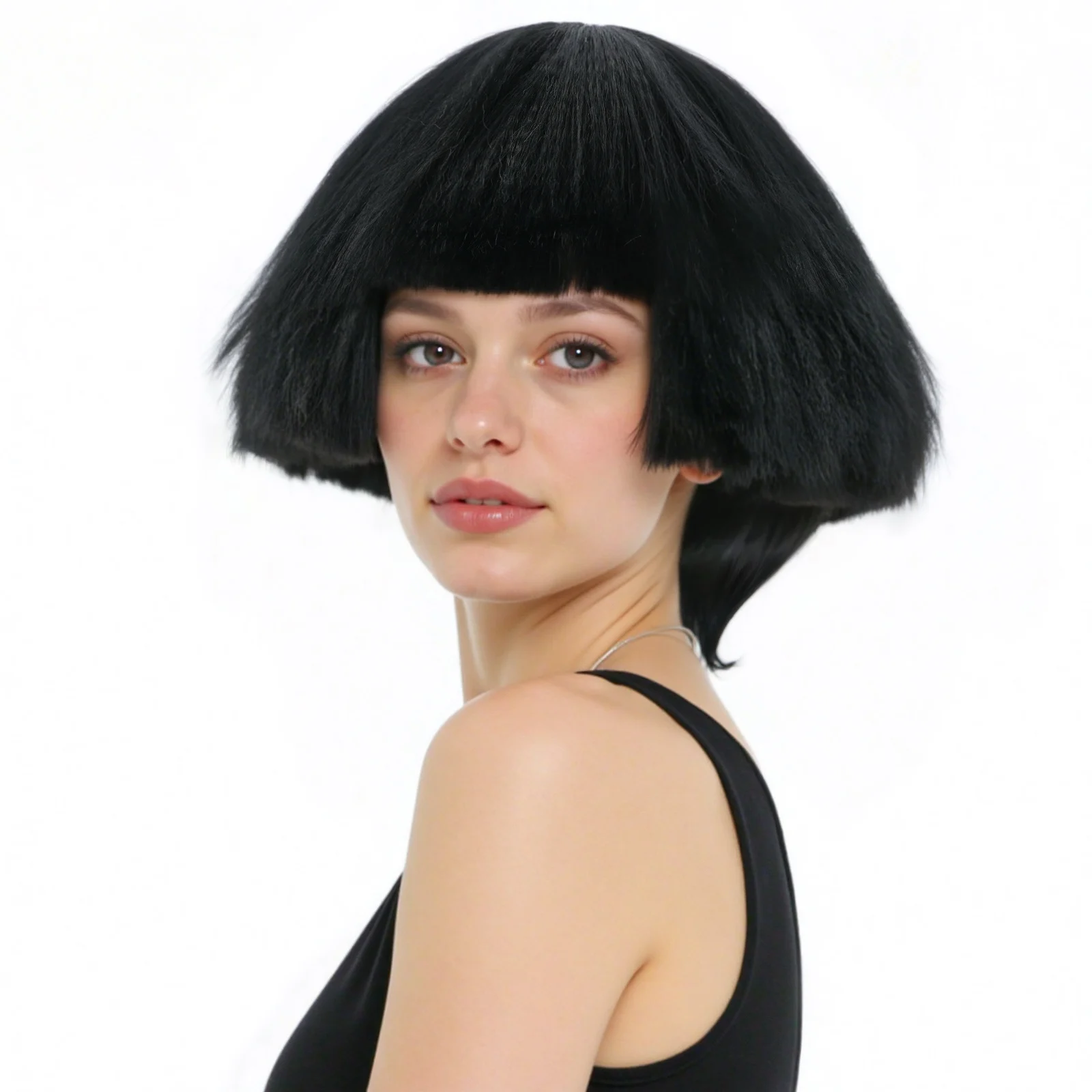 Short Yaki Straight Synthetic Bob Wig Black, Pink Bowl Cut Wig with Bangs for Women, Cosplay Halloween Party Wig
Short Yaki Straight Synthetic Bob Wig Black, Pink Bowl Cut Wig with Bangs for Women, Cosplay Halloween Party Wig