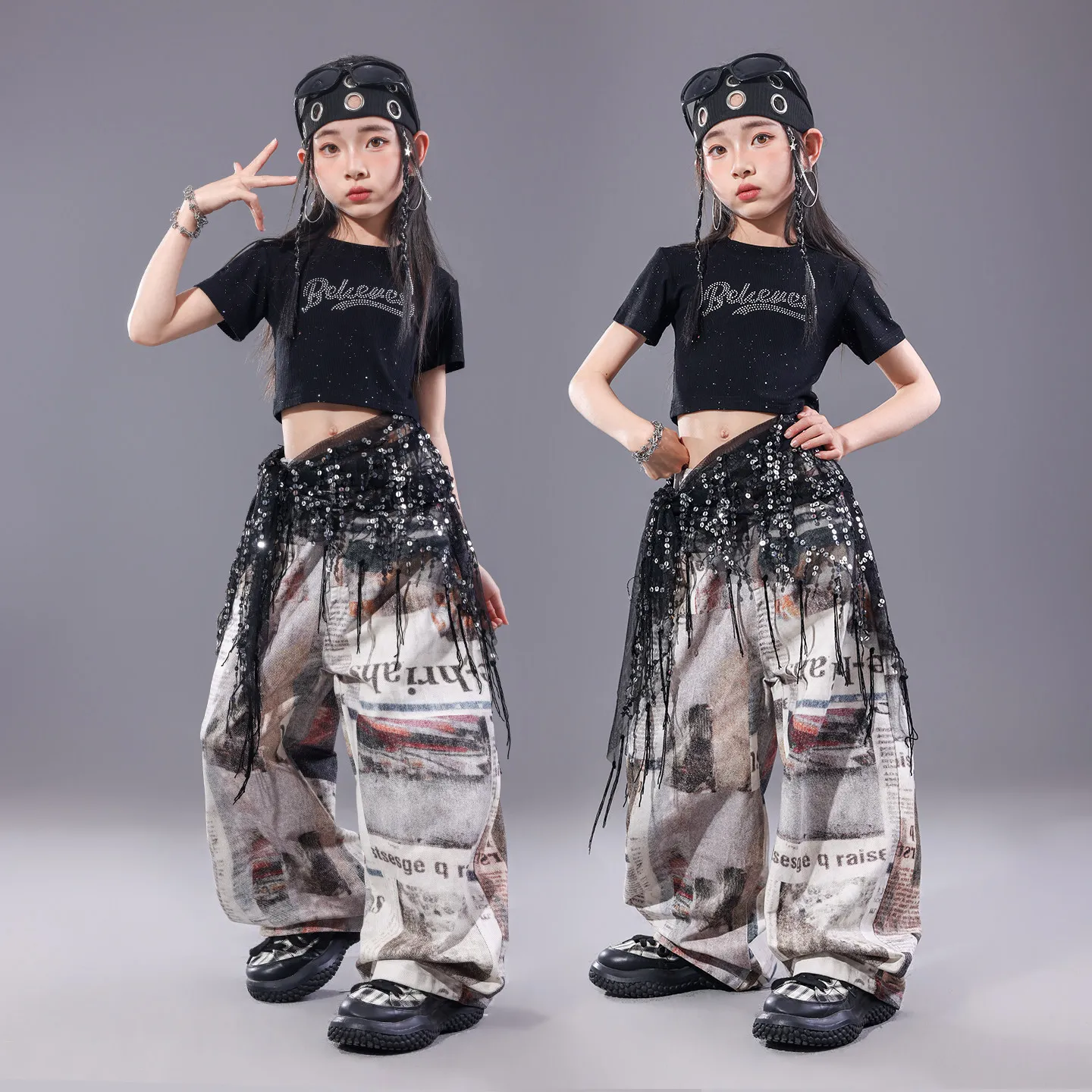 New Jazz Dance Clothes Kid Hip Hop Street Dance Clothing Children Performance Stage Wear Girl Black Crop Top Loose Pants AMY3670
New Jazz Dance Clothes Kid Hip Hop Street Dance Clothing Children Performance Stage Wear Girl Black Crop Top Loose Pants AMY3670