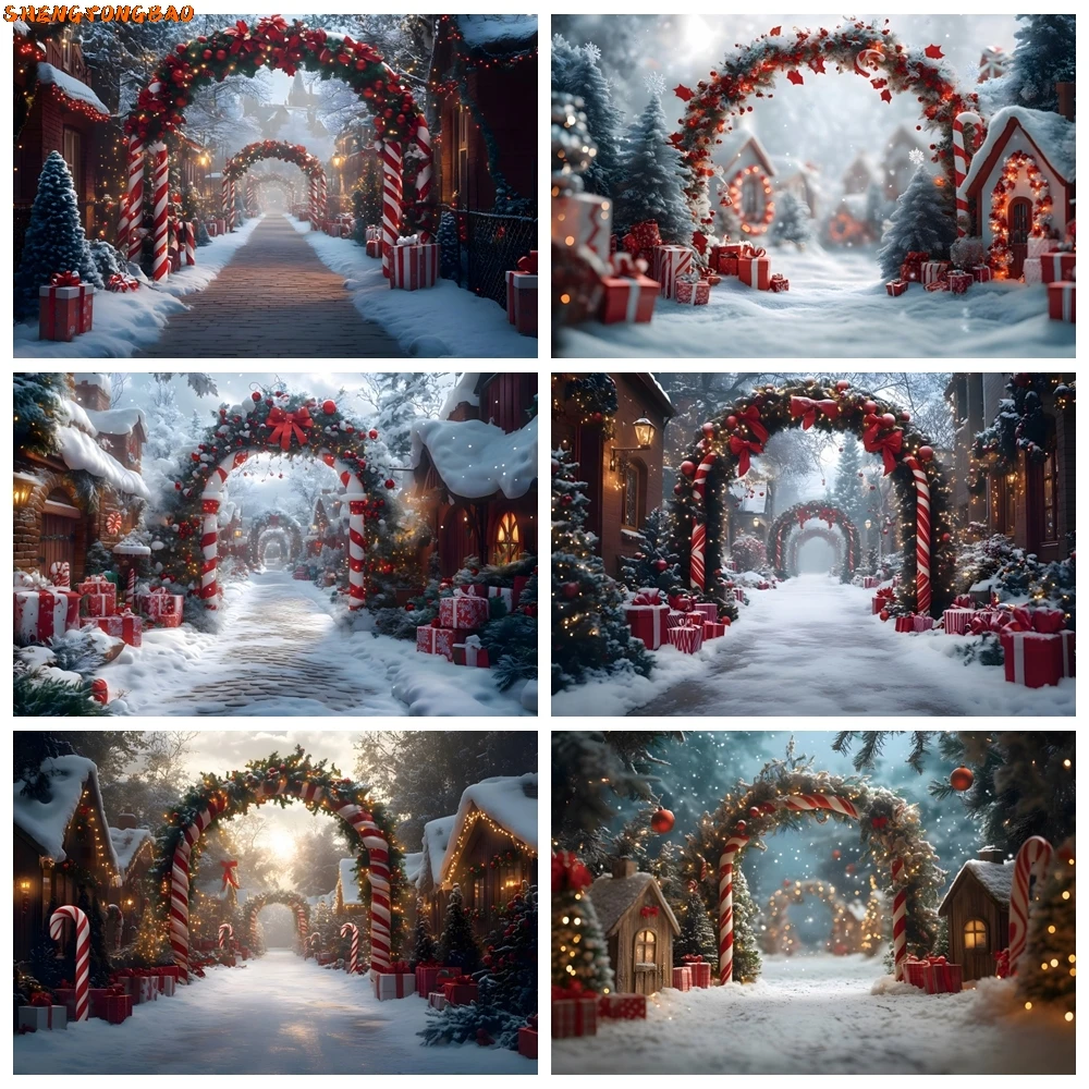 Winter Christmas Photography Backdrop Xmas North Pole Town Garland Snow Candy Cane Arch Kids Portrait Background Photo Studio
Winter Christmas Photography Backdrop Xmas North Pole Town Garland Snow Candy Cane Arch Kids Portrait Background Photo Studio