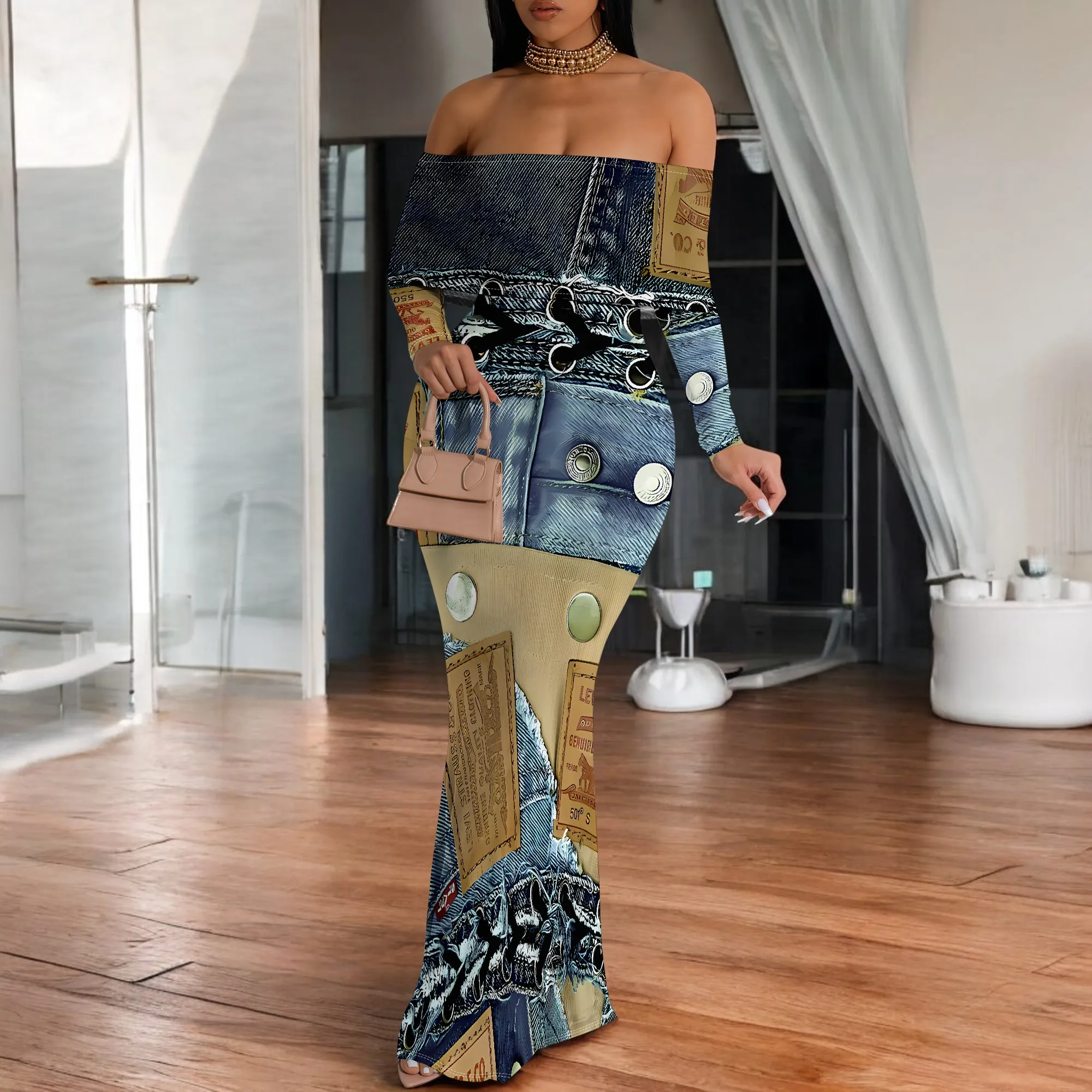 Off Shoulder Floral Maxi Dress Long Sleeve Slim Fit Elegant Summer Vacation Outfit for Beach Party
Off Shoulder Floral Maxi Dress Long Sleeve Slim Fit Elegant Summer Vacation Outfit for Beach Party
