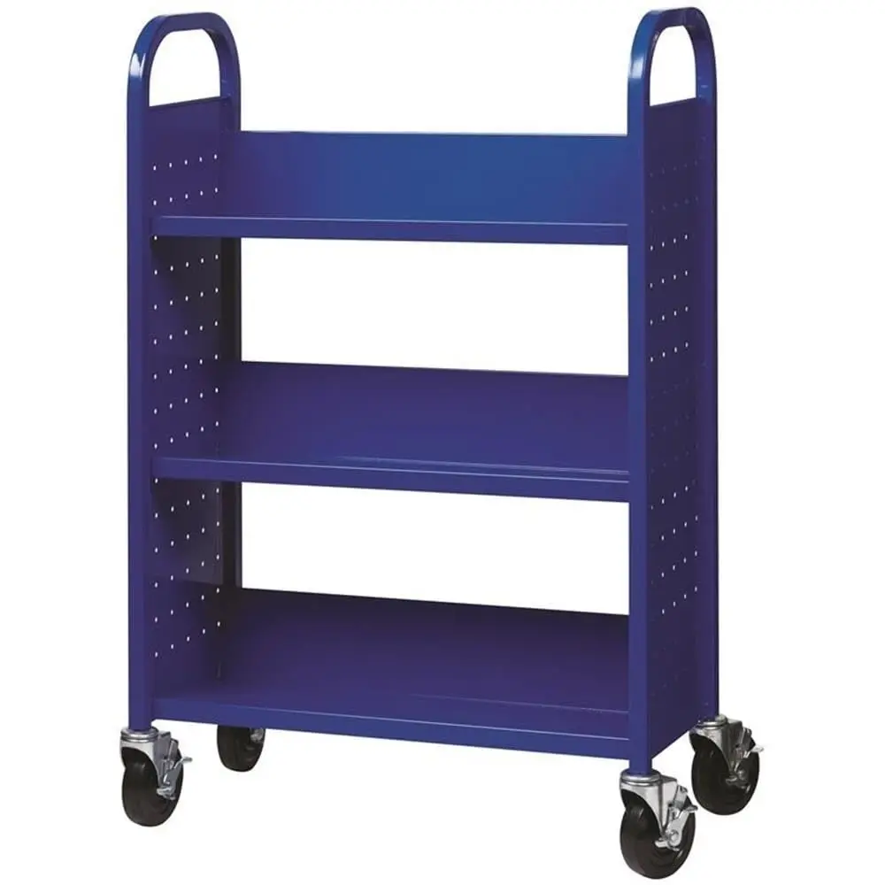 Rolling Library or Home Office SingleSided Sloped Shelves Book Cart with Lockable Wheels in Blue
Rolling Library or Home Office SingleSided Sloped Shelves Book Cart with Lockable Wheels in Blue