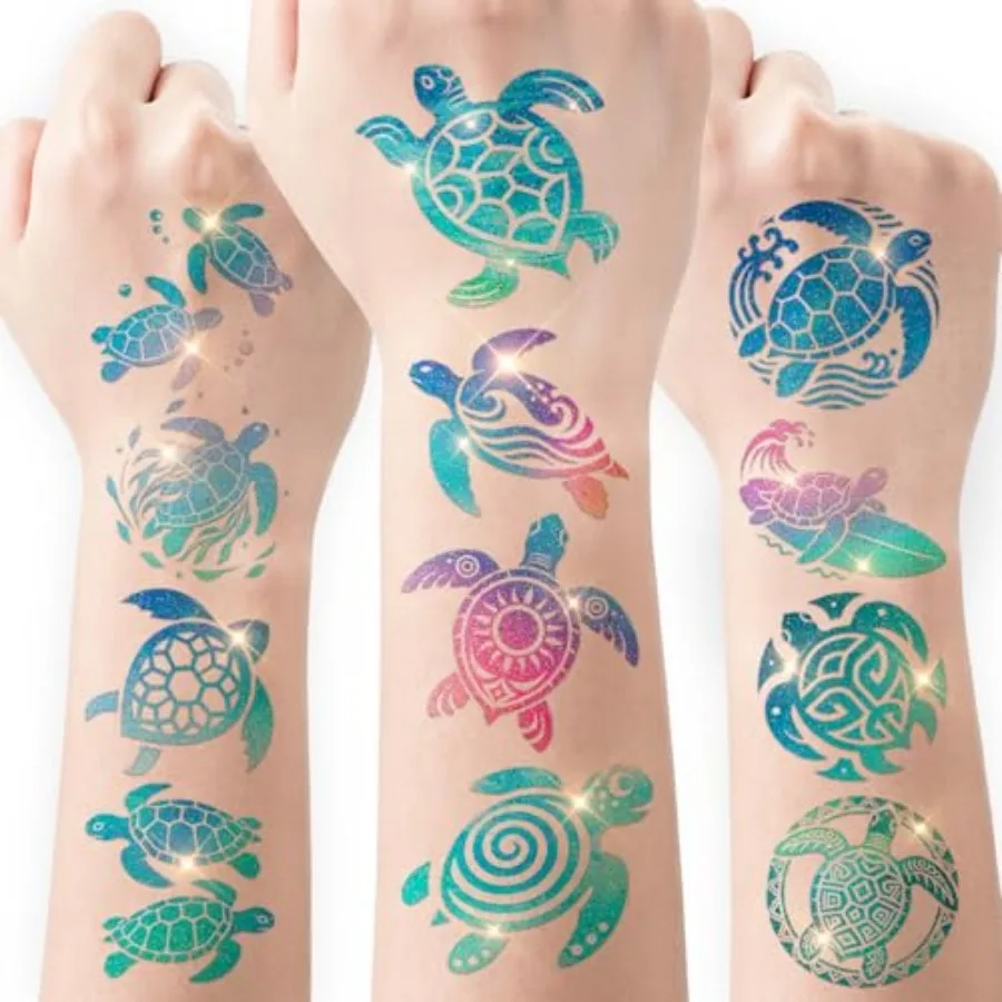 108 PCS Glitter Sea Turtle Temporary Tattoos for Pre-Cut Ocean Under Sea Party Favors, Birthday Decor Gifts for Boys Girls Scho
108 PCS Glitter Sea Turtle Temporary Tattoos for Pre-Cut Ocean Under Sea Party Favors, Birthday Decor Gifts for Boys Girls Scho