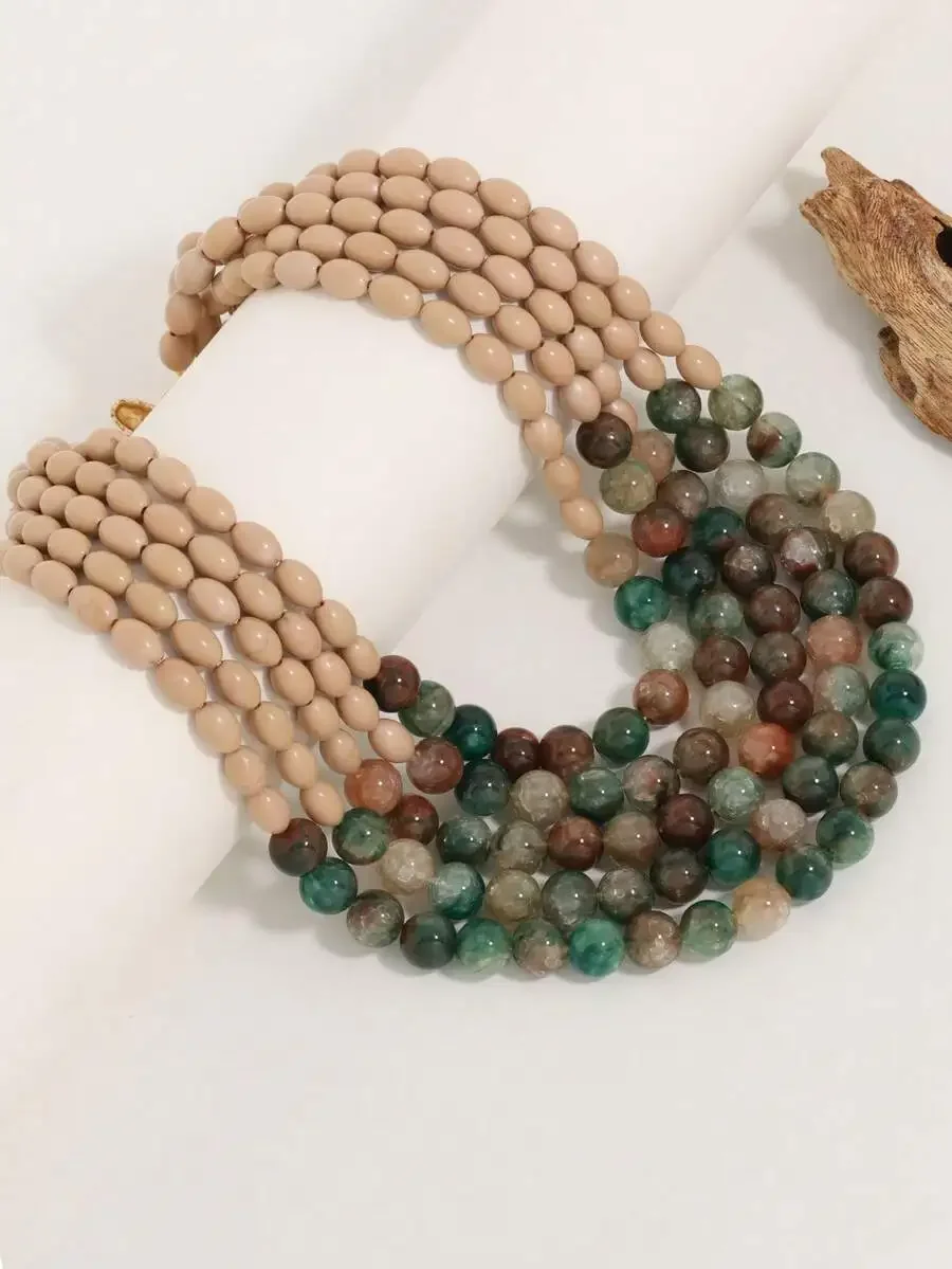 Multi-Layer Faux Gemstone Beaded Necklace For Women Vintage Bohemian Style
Multi-Layer Faux Gemstone Beaded Necklace For Women Vintage Bohemian Style